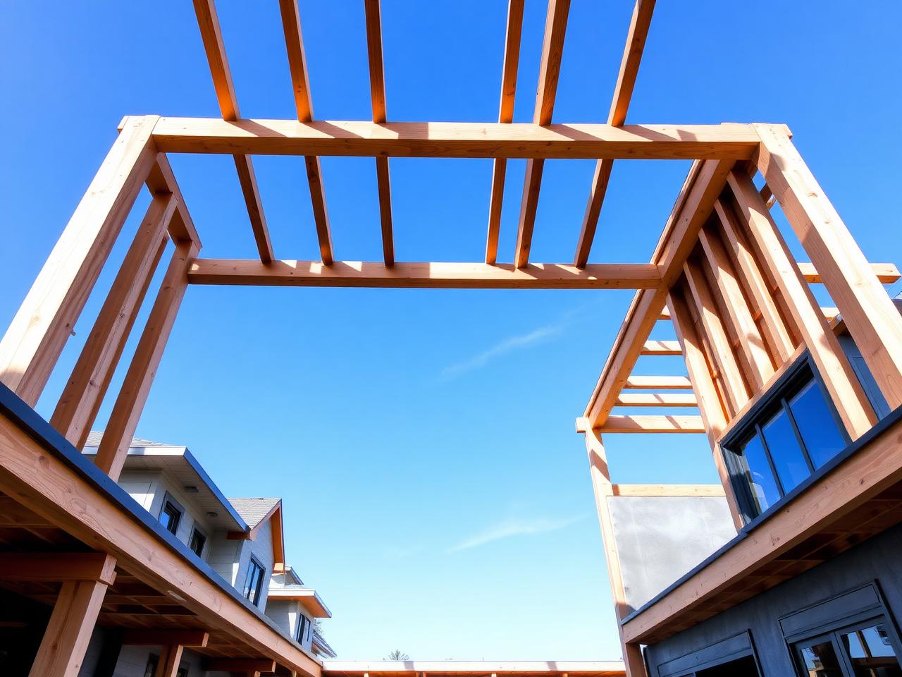 Residential timber framing in construction